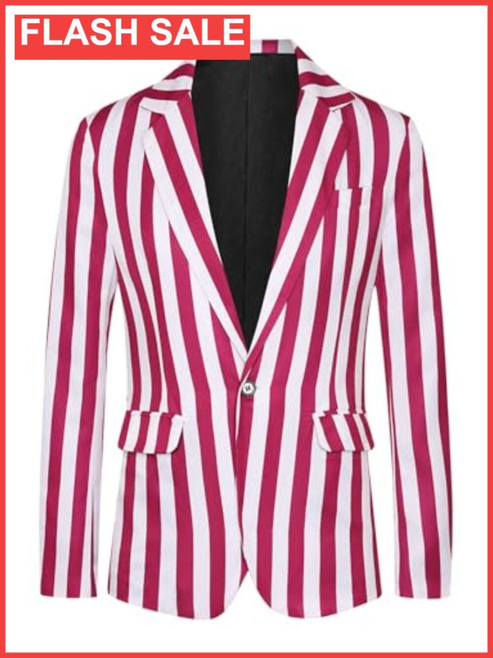 Men's Striped One Button Business Blazer Sport Coat Polyester